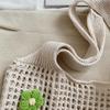 Women Knitted Tote Bag Crochet Shoulder Bag with Flower Decor Hollow Out Handbag Casual Beach Bag Outdoor Travel Bag