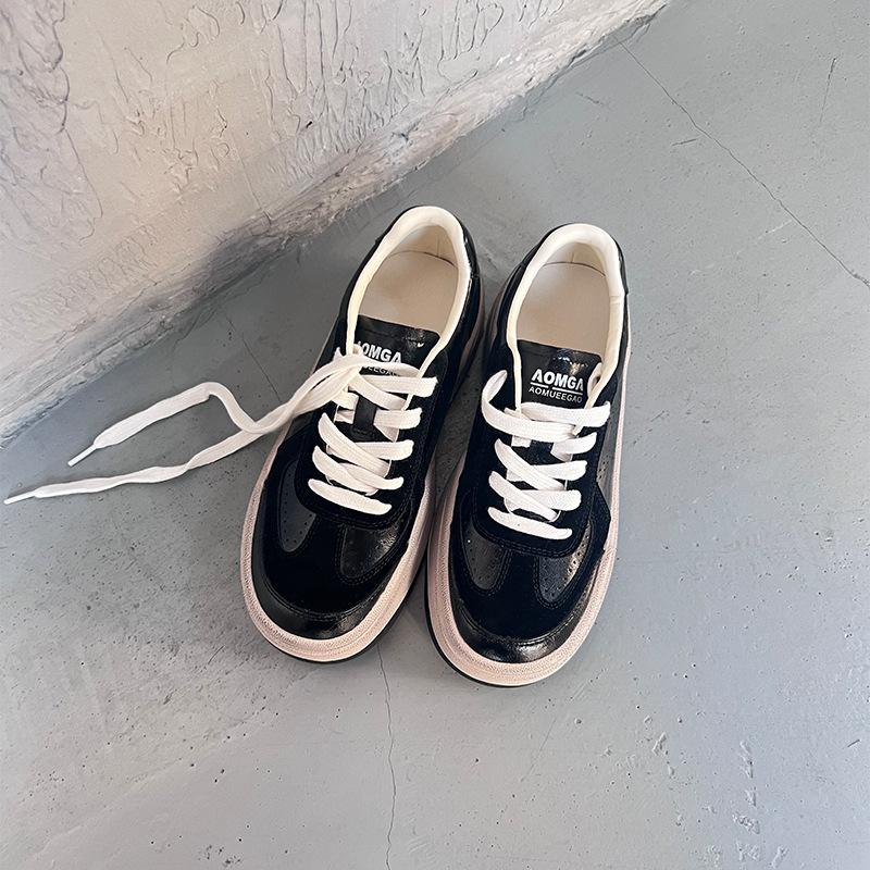 

thick-soled little white shoes women s spring new soft-soled women s shoes not tired feet casual versatile shoes children s fashion women s shoes 35 чёрный