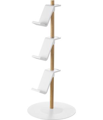 Yamazaki Jitsugyo 1699 Moving Stand Game Controller Storage Rack White W17 X D17 X H38.5cm Tower Charging While Left Height and Orientation Adjustable