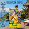 Custom Name Beach Towel Christmas Pika Microfiber Beach Towel Super Soft & Absorbent for Bath, Beach, Travel  Bath Time Accessory, Fan gifts