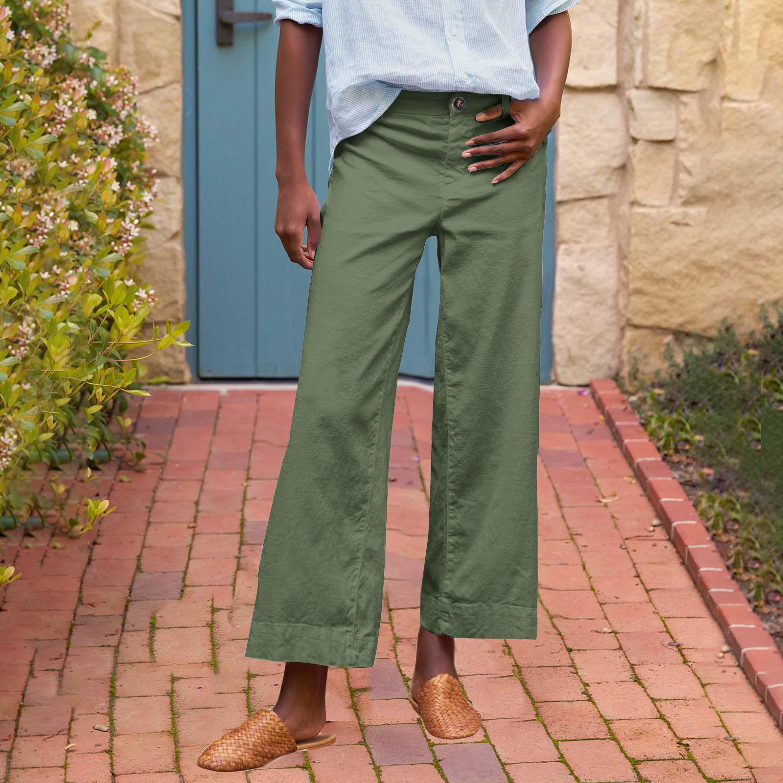 Women s High Waist Wide Leg Pants in Multiple Colors S армия зеленый
