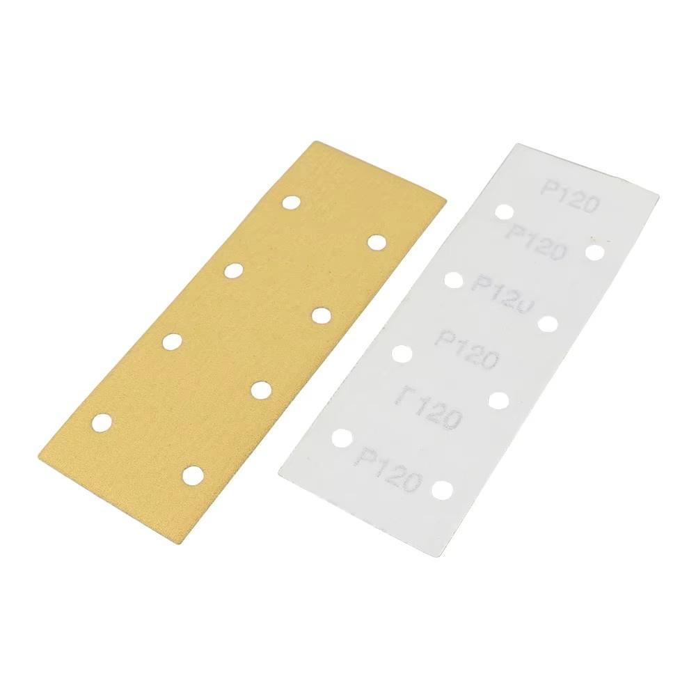 

10pcs Rectangular Sandpaper 7/20cm 8-Hole Self-Adhesive Flocking Back Velvet Sander Sanding Putty Sandpaper 400