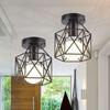 Simple Design Birdcage Shaped Ceiling Light Fixtures Black Light for Home Hotel Kitchen Decor Lighting AC90-260V Modern Lamp
