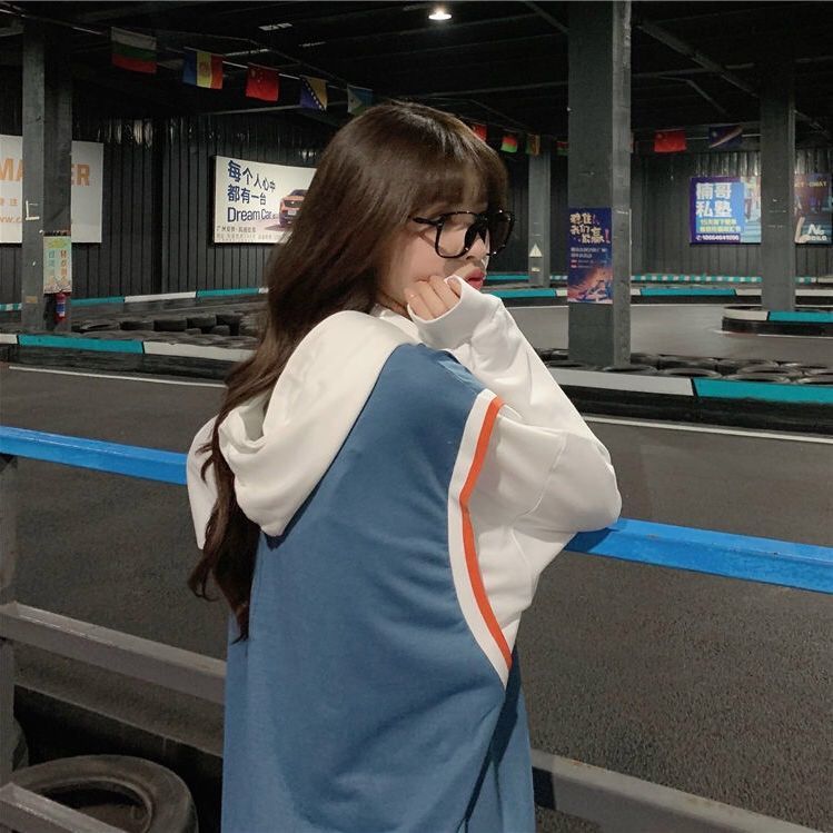 Spring Autumn Sweater Women Fake Two-piece Long-sleeved Hoodie Loose Boyfriend Wind Jacket Casual Thin T-shirt