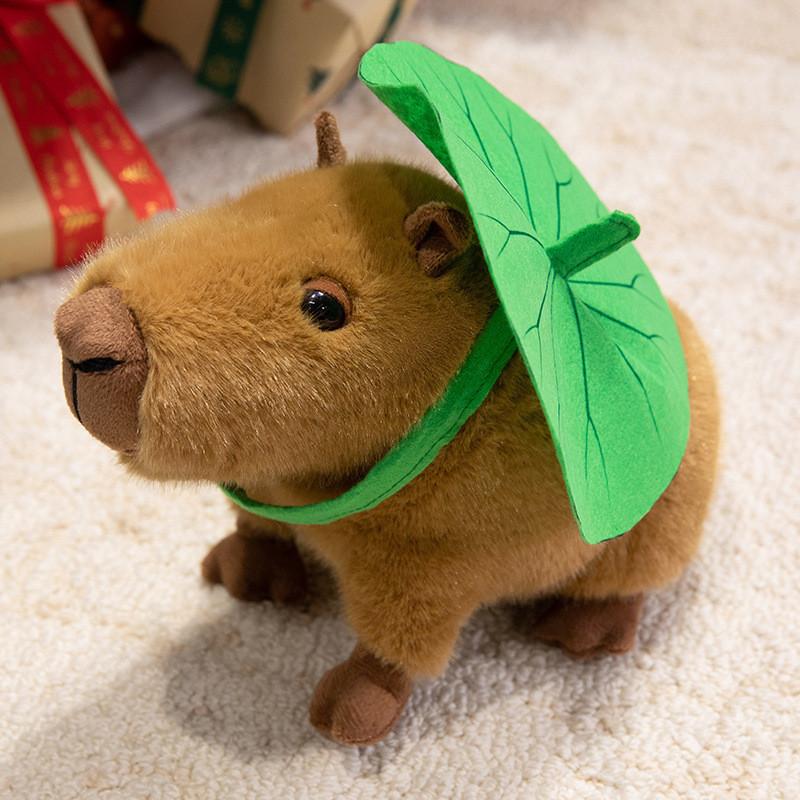 Stuffed Lotus Capybara Animal Doll With Plushfur Material For Gift Teens For