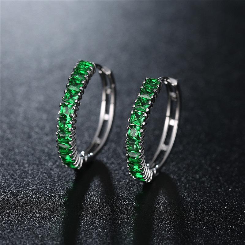 Women Fashion Simple Circle Hoop Earrings Fashion Crystal Metal Round Earrings