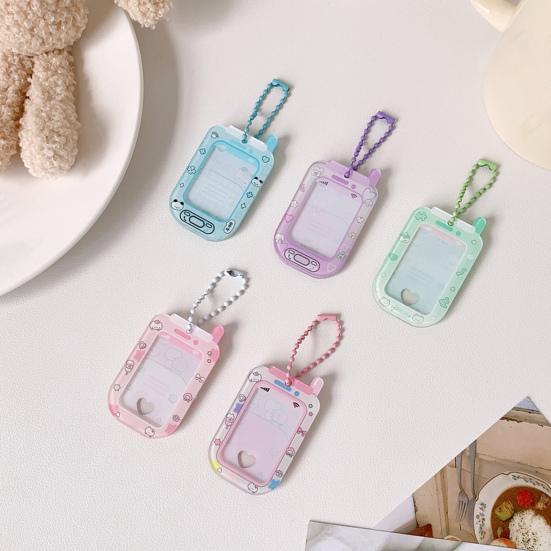 Acrylic Mini Card Holder Cute Cartoon Phone Badge for ID Photos Keychain Display Hard Protective Sleeve for School Office & Collectibles