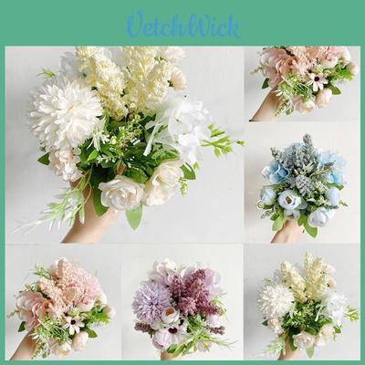 Elegant Real Touch Artificial Silk Flowers Bridal Wedding Bouquet For Home Party Decor