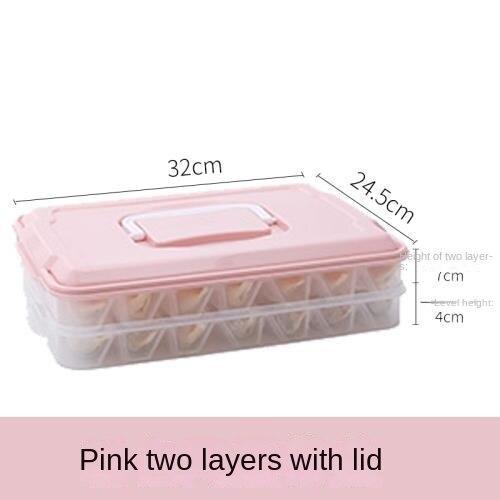

4-слойный контейнер для хранения продуктов, прозрачная коробка для хранения продуктов для кухни и холодильника, коробка для пельменей, хорошо герметичная 2 layers розовый