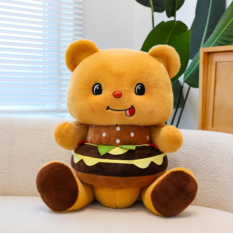 Cute Bear Doll Burger Clothes Hug Bear Doll Plush Toy Birthday Doll Gift For Girls And Children