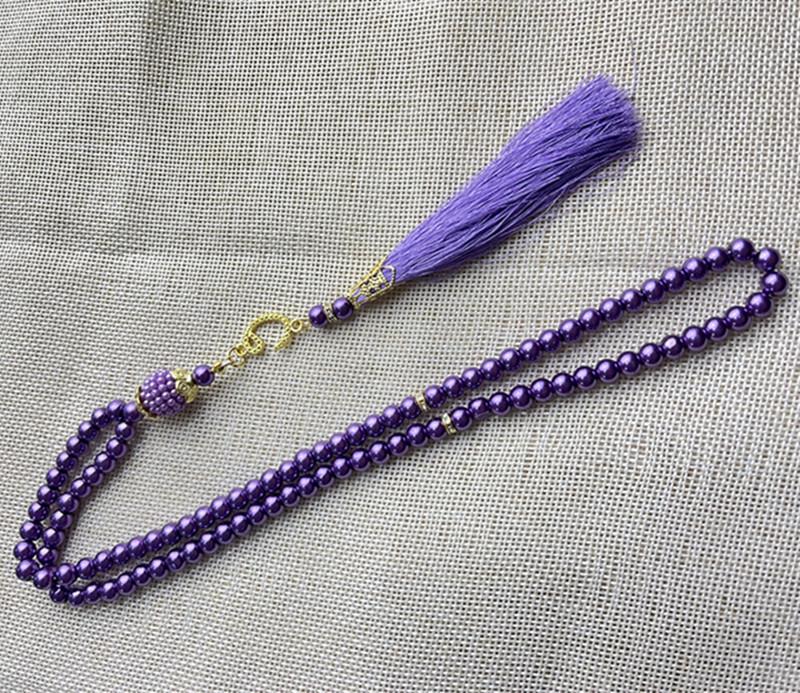 99 Glass Imitation Pearl Tassel Prayer Beads Bracelet Charms, Middle Eastern Design, 6mm Size