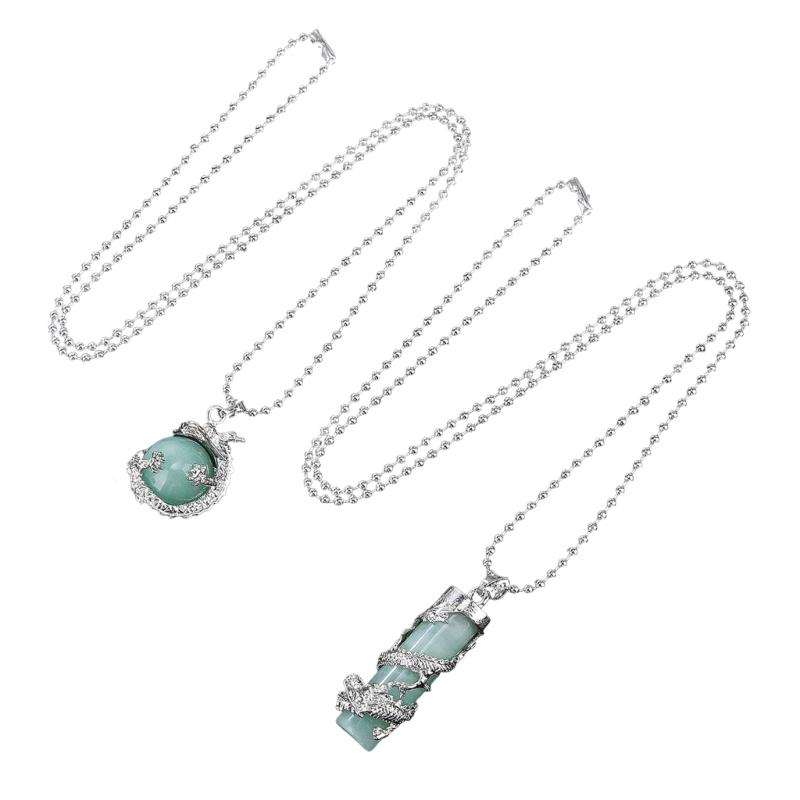 Set of 2 Stone Cylinder Necklace Pendants Necklace Unisex Minimalist Jewelry Stone Texture Present for Couples Friend 1