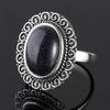 Charms 10x14MM Blue Sandstone Rings Women's  CopperJewelry Ring Vintage Anniversary Party Gifts For Women