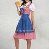 Kadın Ekose Oktoberfest Kostümü Alman Dirndl Elbisesi Cadılar Bayramı Festivali için Geleneksel Bavyera Kıyafetleri