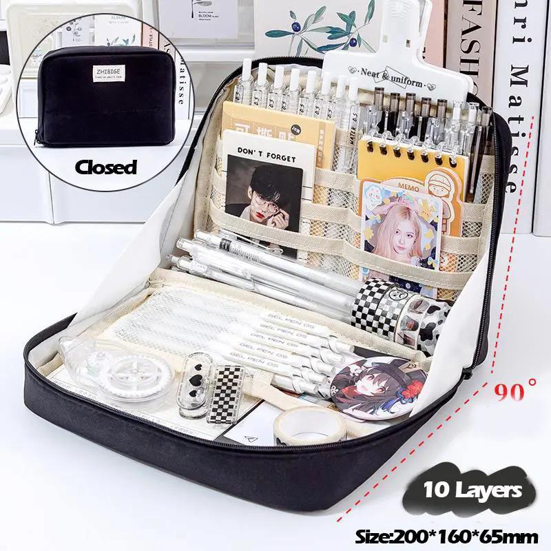 Astuccio Kawaii Grande Capacità Borsa per Penne Borsa Cosmetica Carina Organizer Portatile Coreano per Cancelleria per Studenti Materiale Scolastico