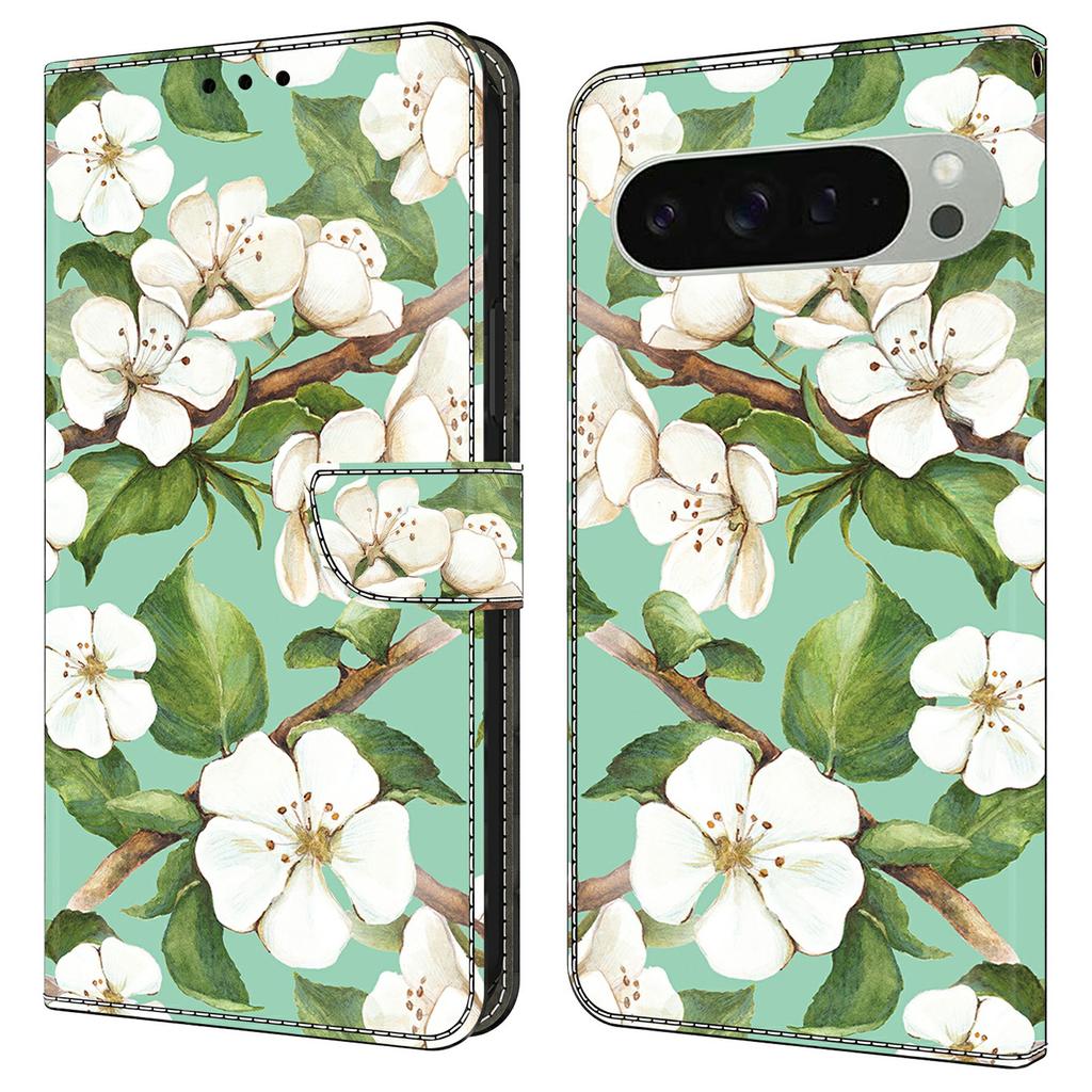 For Google Pixel 9 Pro XL Case Pattern Printing Anti-Drop Leather Flip Wallet Phone Cover