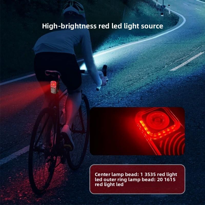Luz trasera inteligente para bicicleta con sensor de radar, luz de advertencia LED para ciclismo