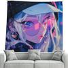Cyberpunk Anime Tapestry Neon Purple Hair Girl With a Cigarette Cool Wind Living Room Futuristic Trend Decoration