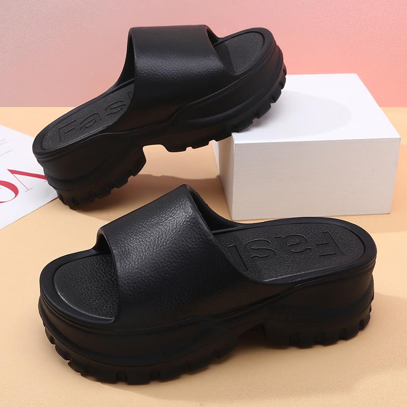 Summer women's slope heel thick bottom outer wear outdoor beach one-word drag available