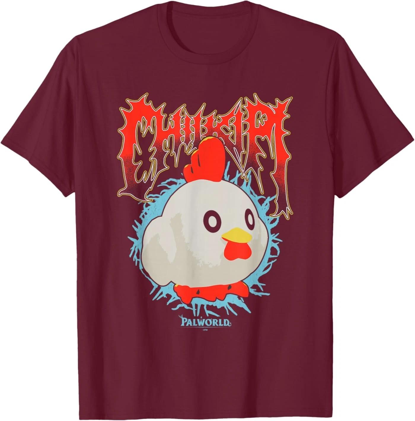 Palworld Chikipi Heavy Metal Character Portrait Video Game 100% Cotton T-shirt Mens Tees Top L