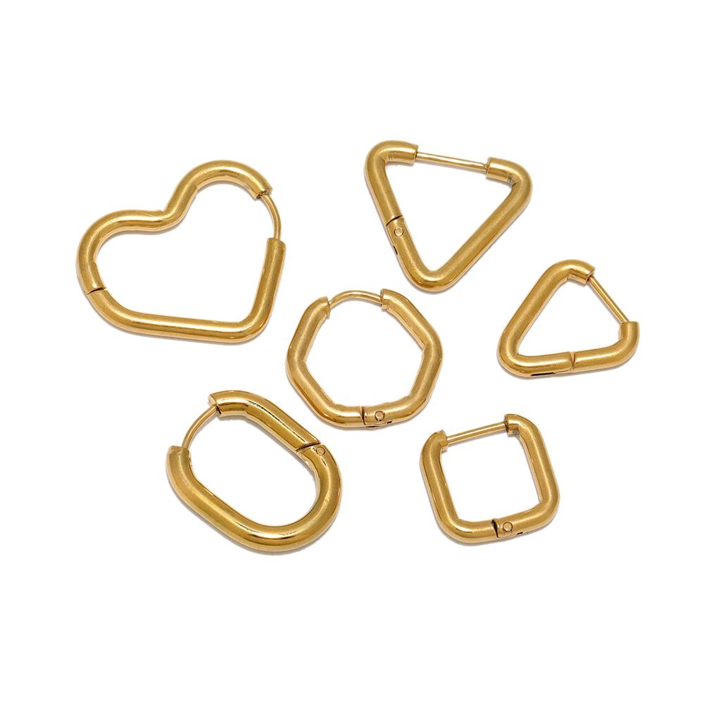 10pcs 304 Stainless Steel Heart Hoop Earrings Wholesale Triangle Women Earring Men Punk Hiphop Gifts Huggie Fashion Jewelry DIY