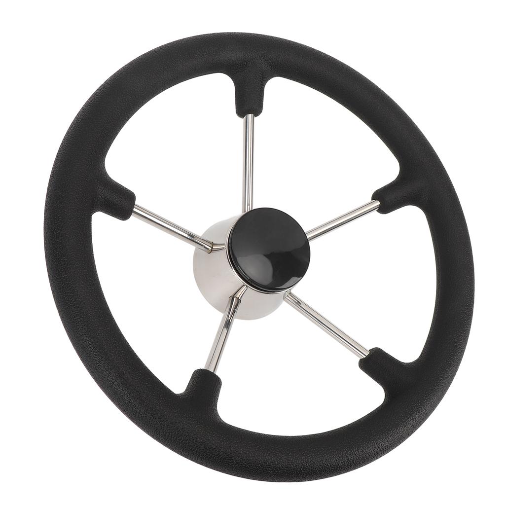 Boat Steering Wheel 5 Spoke Stainless Steel Marine Steering Wheel with PU Foam Grip and Center Cap for Yachts