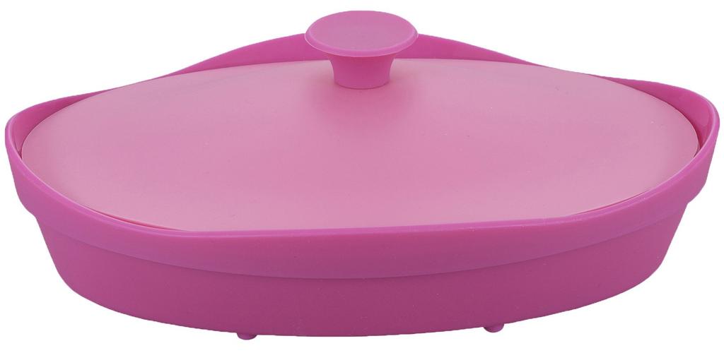 CB JAPAN Silicone Steamer, Pink, Oval Shape, Microwave Cooking, fleur