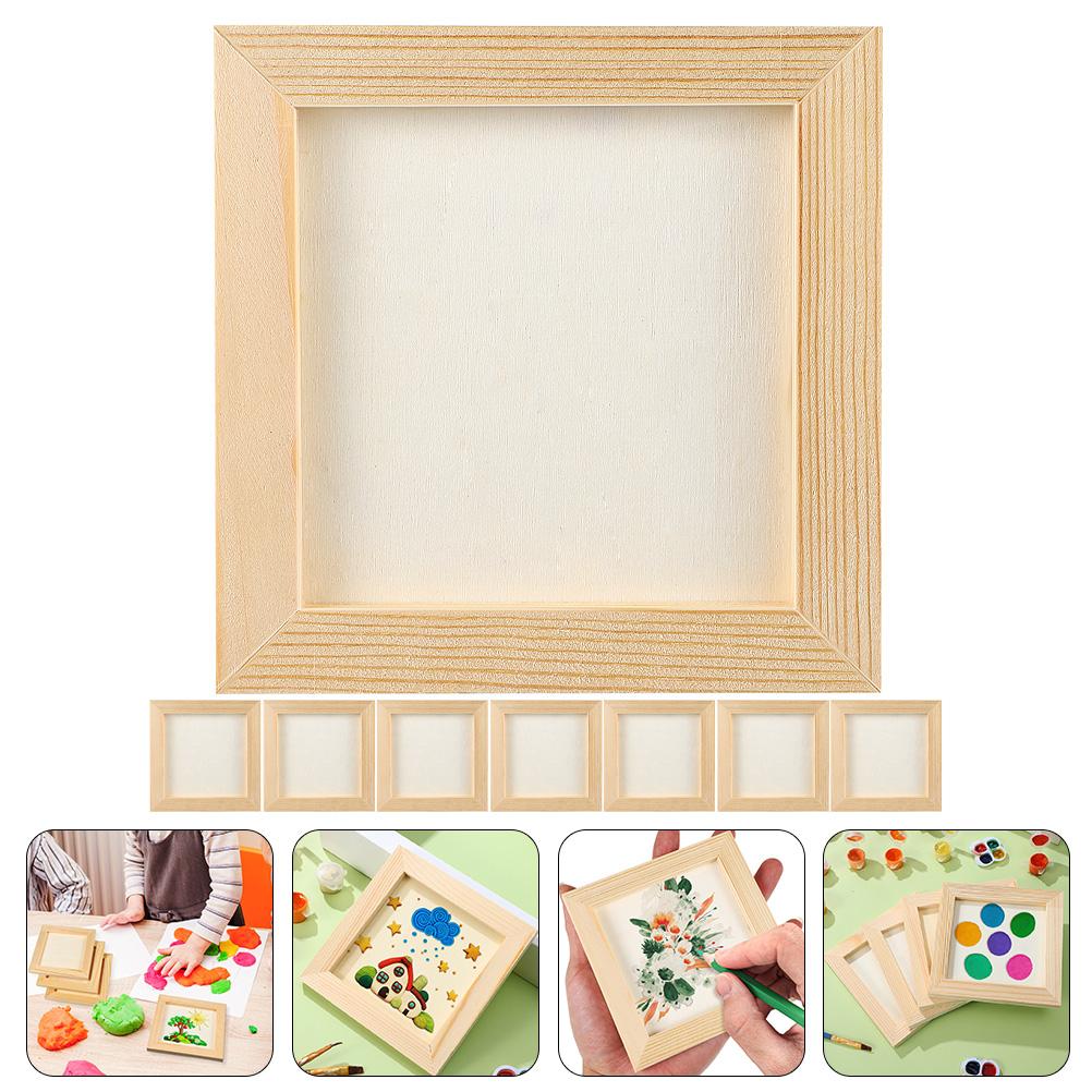 Clay Picture Frame Photo Wood DIY Frames Blank Children Wooden for Kids Painting
