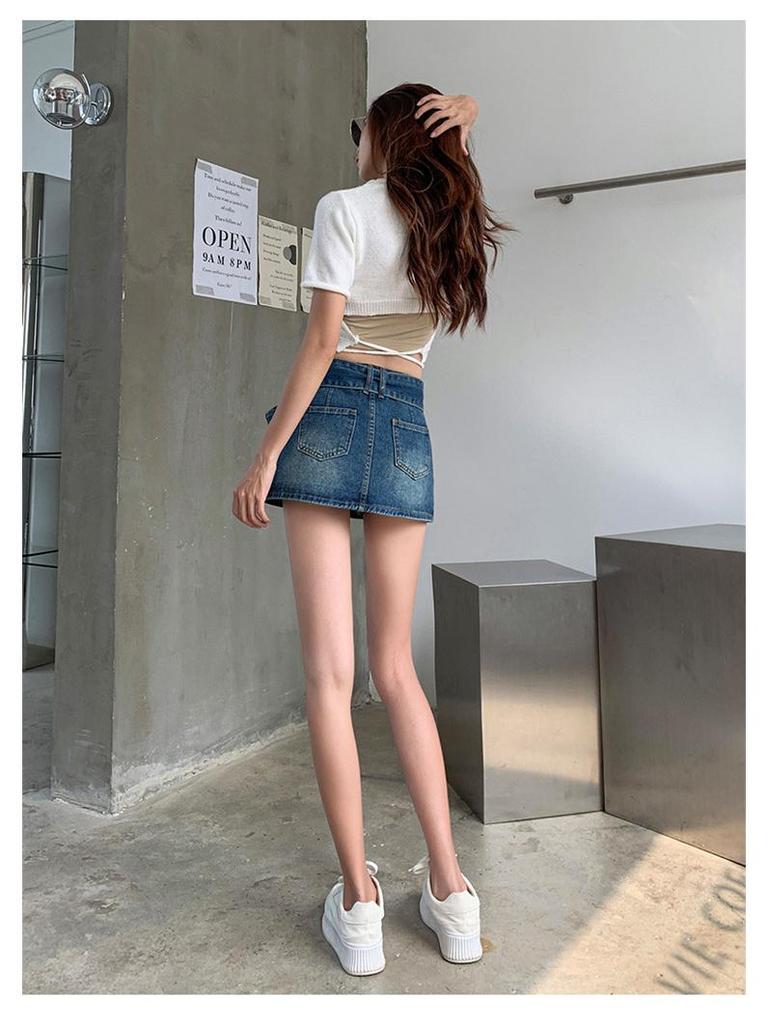 2023 Sweet Retro High-Waist Slim Skirt & Hot Pants for Spring & Autumn