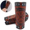 Odin Runes Wide Bangle Viking Compass Punk Dragon Head Leather Bracelet Men Wristband Jewelry Gift