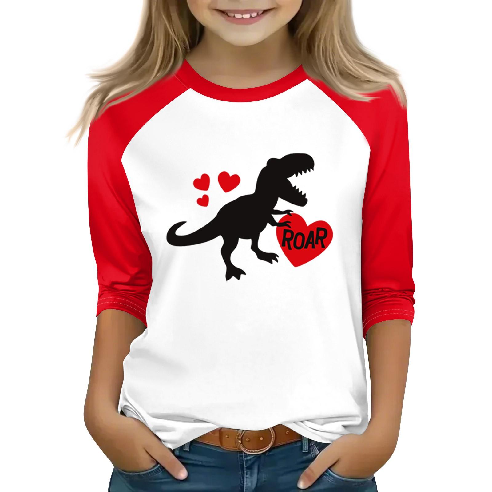 

Топы для девочек 4-16 лет с круглым вырезом и рукавами 3/4 Футболки Модные топы Наряды Футболки 100