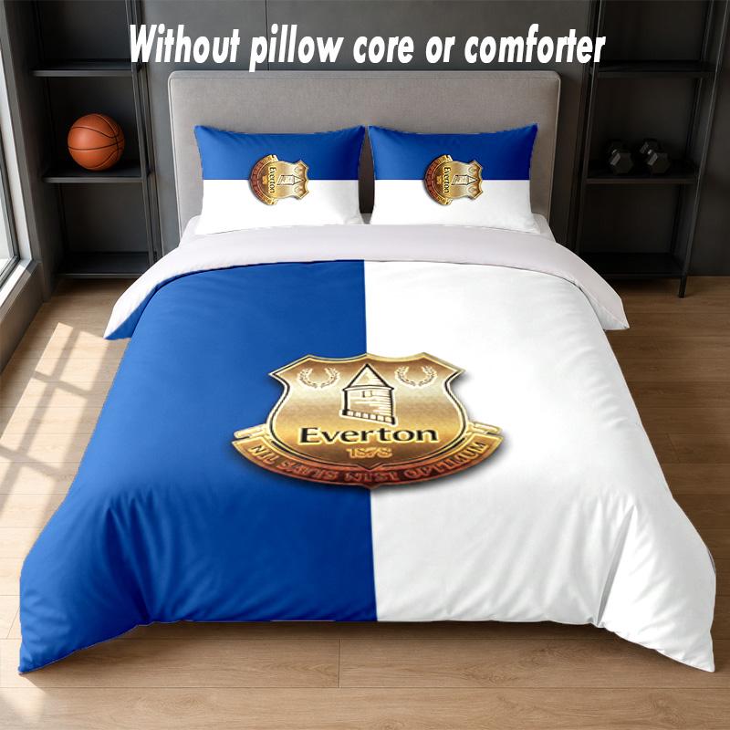 Everton Football Design Bed Bedding Set 1 Duvet Cover + 2 Pillowcases Soft Breathable Household Bed Linens
