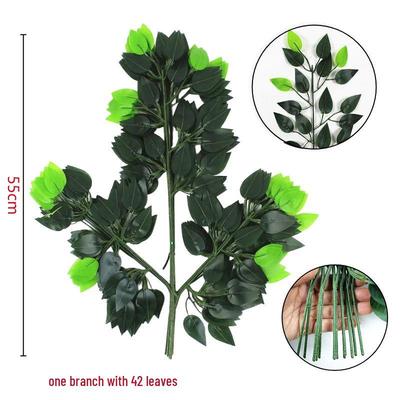 Artificial Green Ficus Tree Leaves for Landscaping, Garden Decor, and Weddings - Over-glued Plastic Stems & Branches