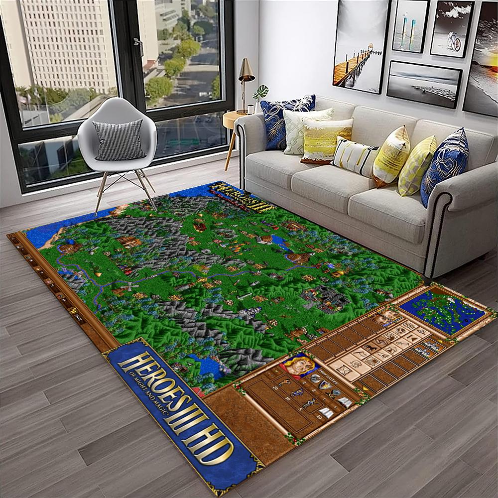 Retro Game Heroes of Might and Magic Carpet Rug for Home Living Room Bedroom Sofa Doormat Decor,kids Area Rug Non-slip Floor Mat