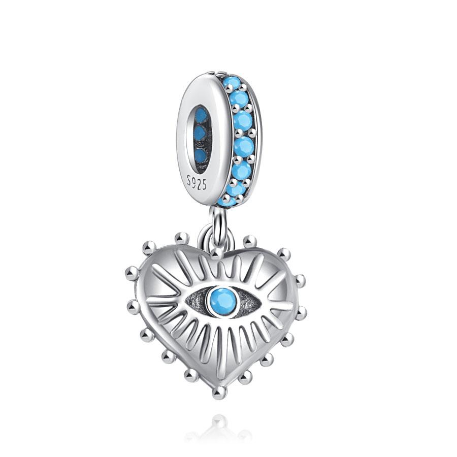 New S925 Sterling Silver Blue Eye & Greece Christ Cross Buddha Charms Bead Fit Original  Bracelets Charm DIY Women Jewelry