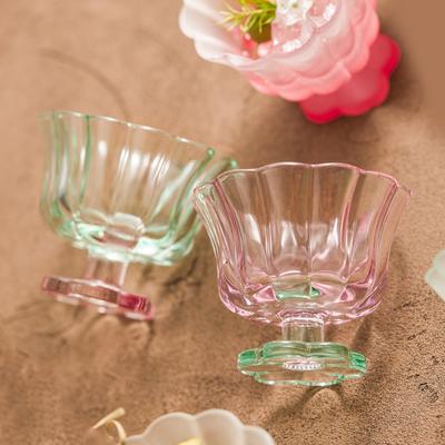 Household Glass Women Nordic New High Aesthetic Splicing Dessert Cups Popular Transparent 240ml Gradient Flower Shape Water Cup