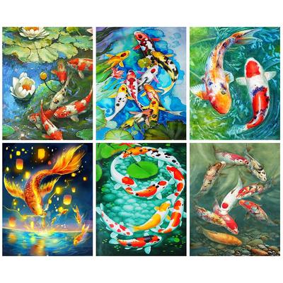 Diamond Painting Art Koi Carp Kit Completo Diamante Mosaico Animale Croce Ricamo Ricamo Dipinti Decorazione Casa