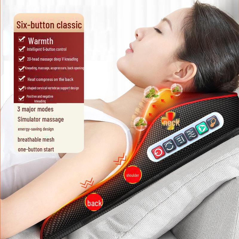"Multifunctional Neck, Shoulder & Lumbar Massager - Electric Pillow for Car & Home"