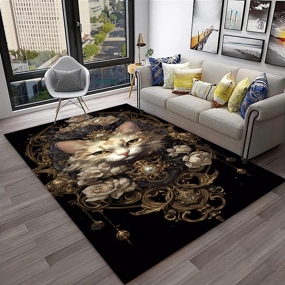 3D Cute Cat Flower Cartoon Carpet Rug for Home Living Room Bedroom Sofa Doormat Decor,Child Play Area Rug Non-slip Floor Mat