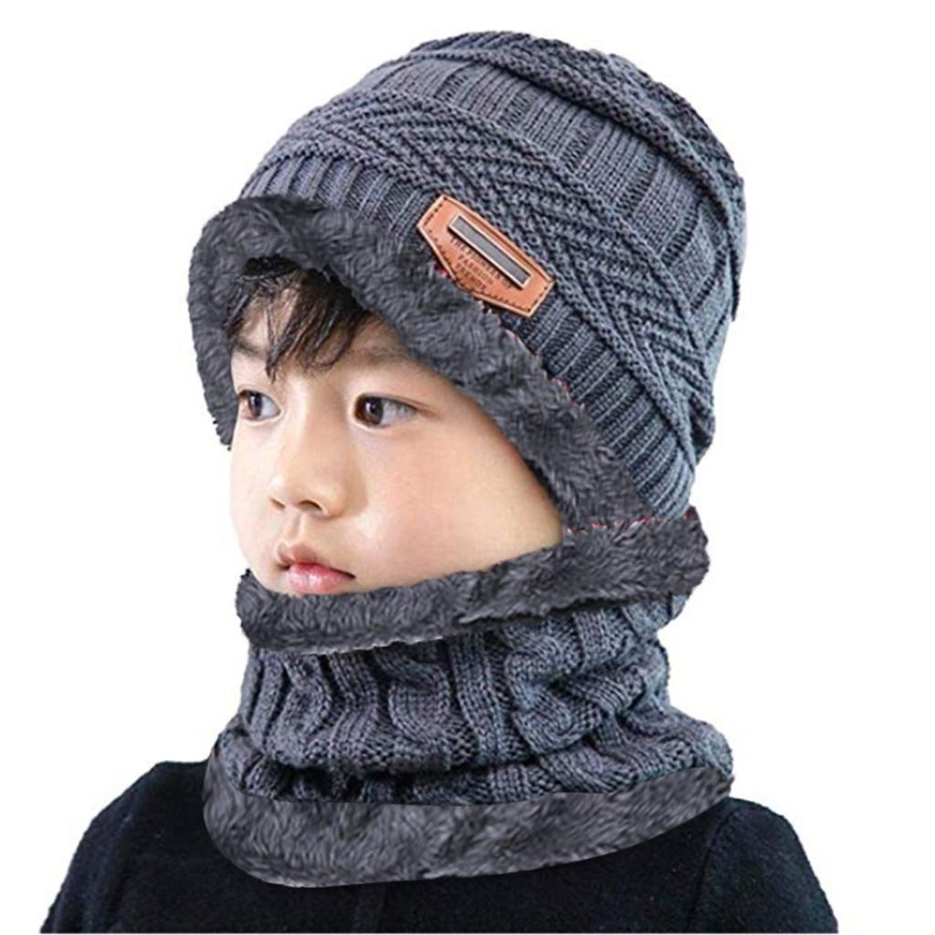 Winter Warm Fleece-Lined Thick Hat, Scarf, Neck Warmer Set ( Color 2-Piece Set)