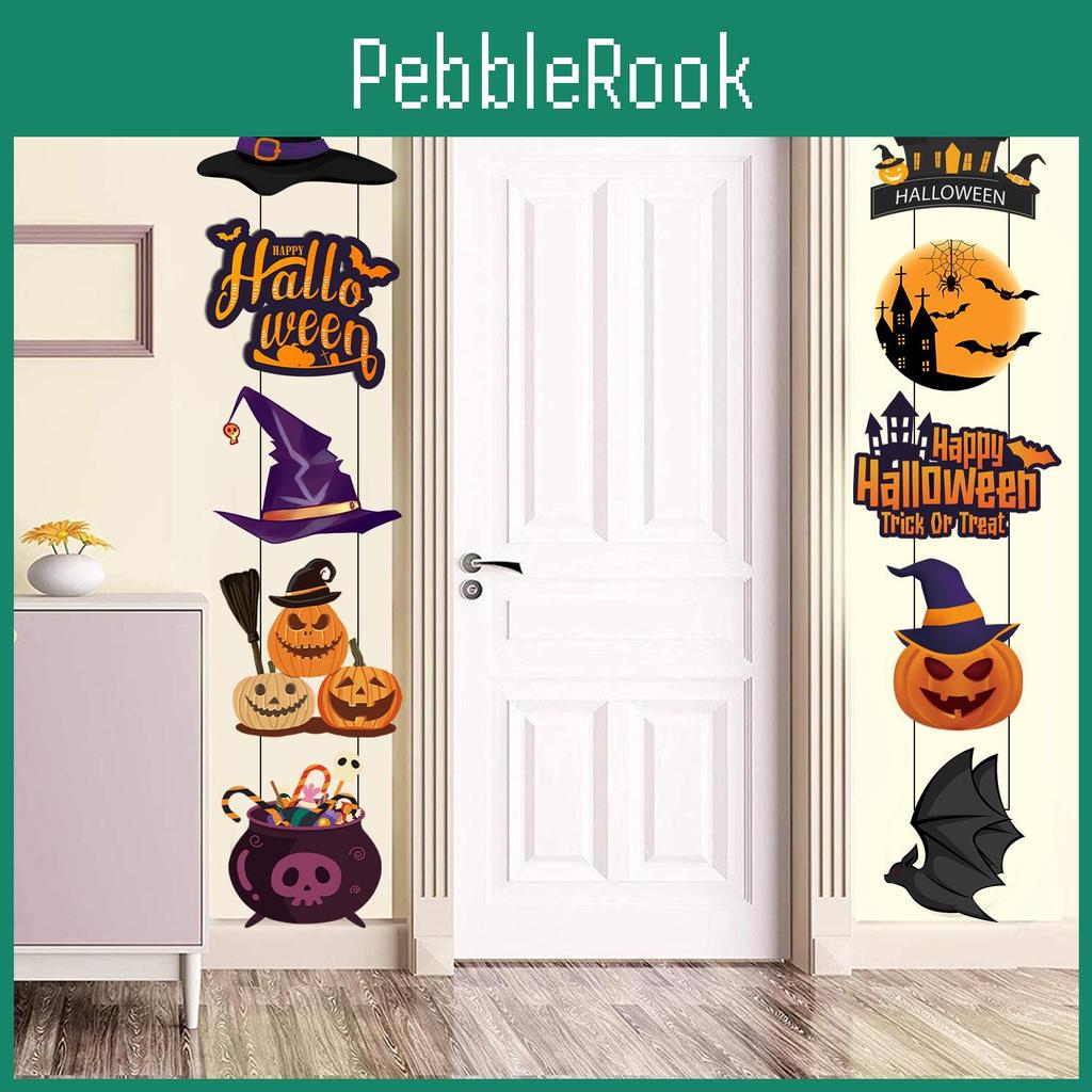 Spooky Halloween Door Decor With Paper Pumpkin And Bat Scene For Trickortreat Events