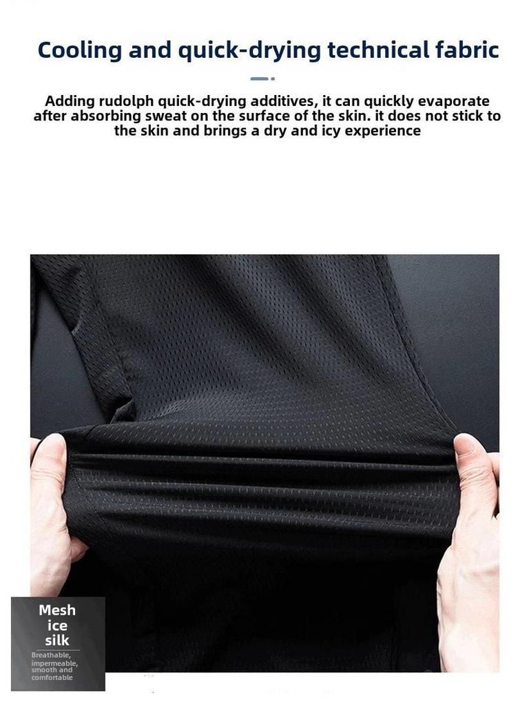 Men's Summer Ice Silk Quick-Dry Breathable Pants with Cuffs for Running and Casual Wear