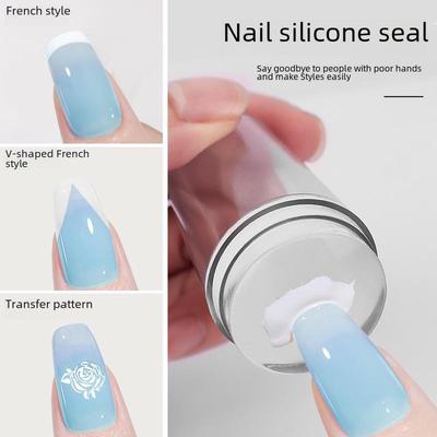 Promi-Nagelkunst-Stempelset: Transparenter Silikonschaber und Stahlplatte für French Designs