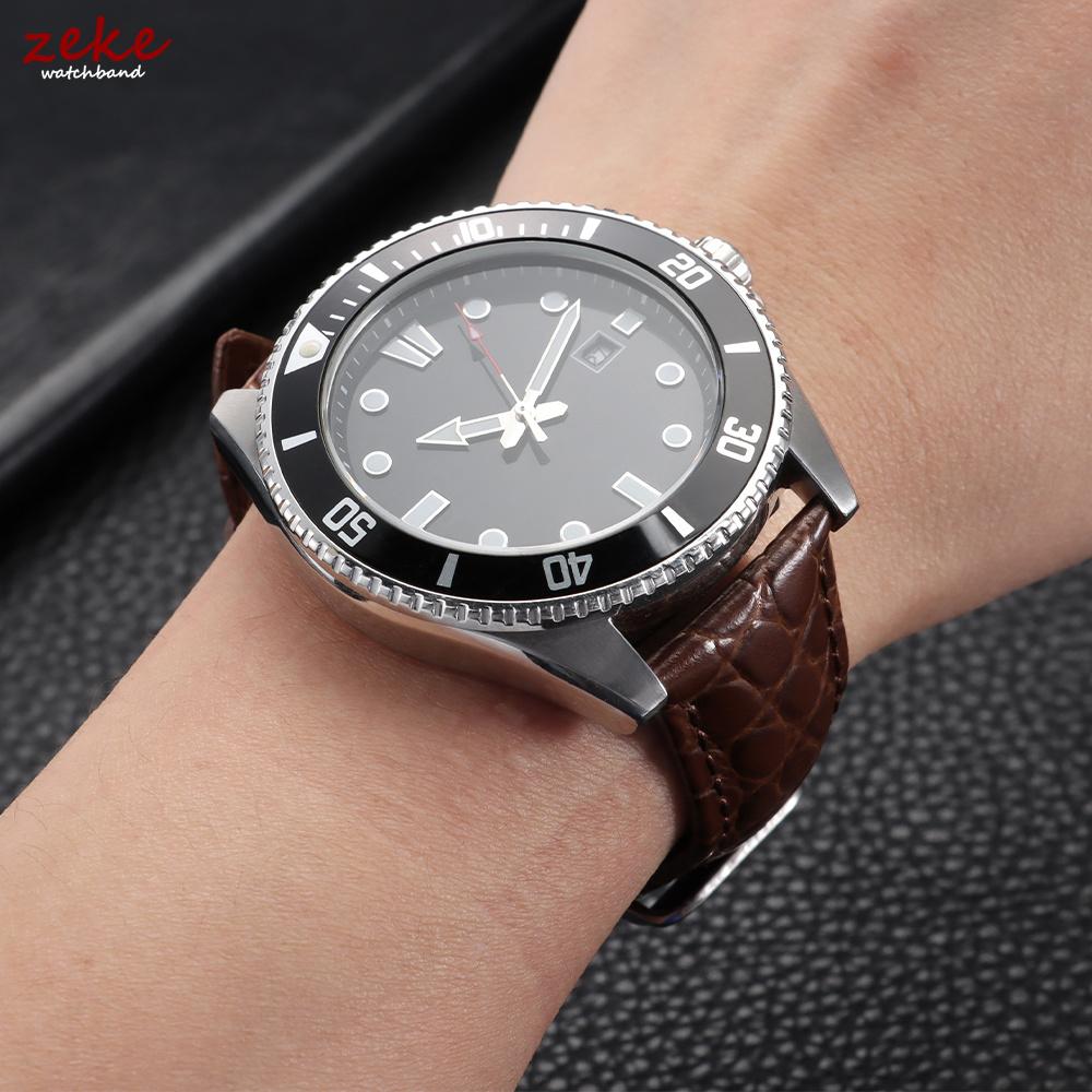 Crocodile Pattern Design Leather Watch Strap 18mm 19mm 20mm 21mm 22mm Soft Watchbands Business Wristwatch Band with Pin Buckle