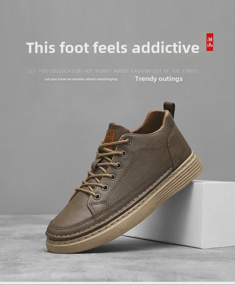 Men's Spring Waterproof Non-Slip Casual Black Leather Shoes