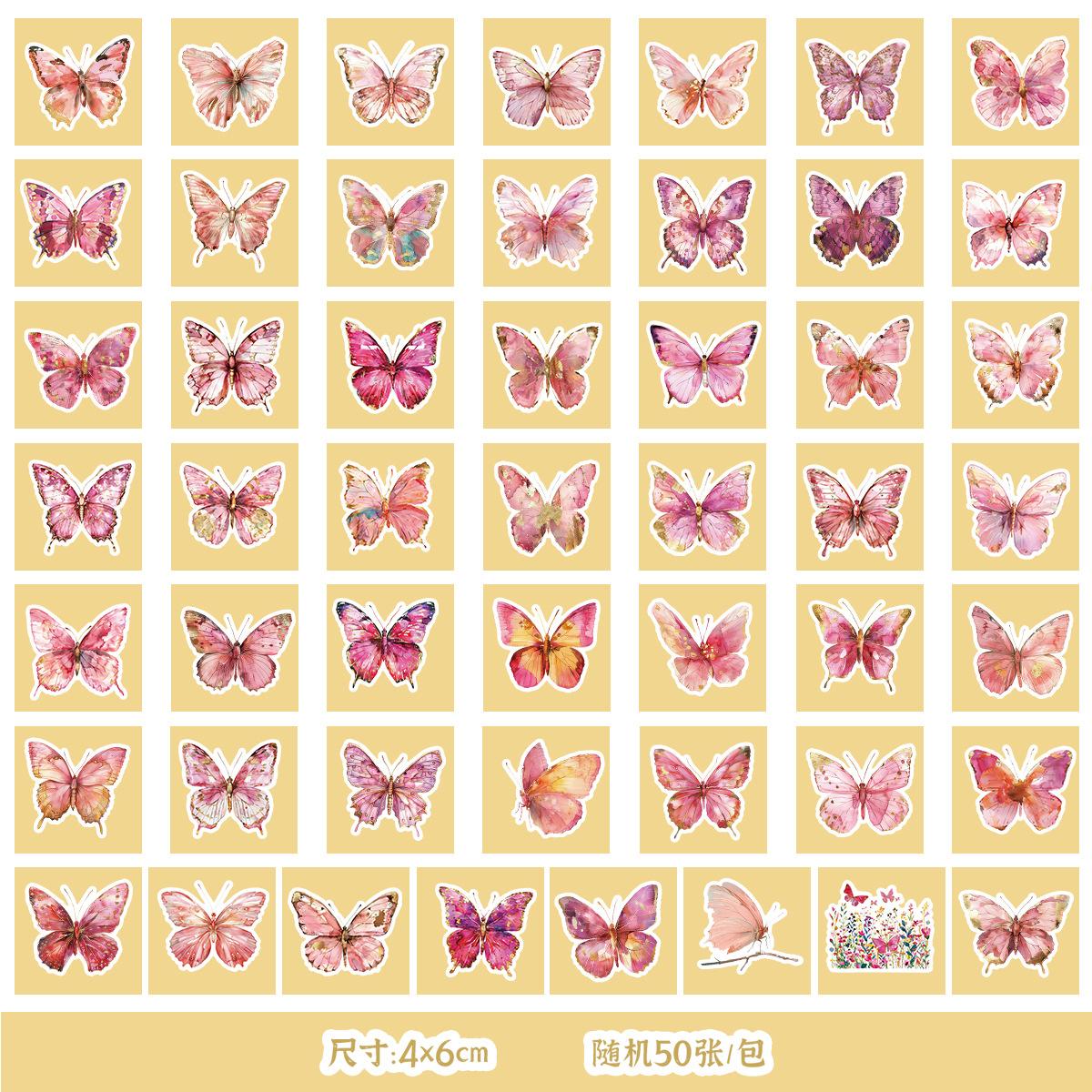 

50 Sheets of Various Colorful Butterfly Series Graffiti Stickers, Cute Animal Stickers, Water Cup Skateboard Waterproof Decorative Stickers