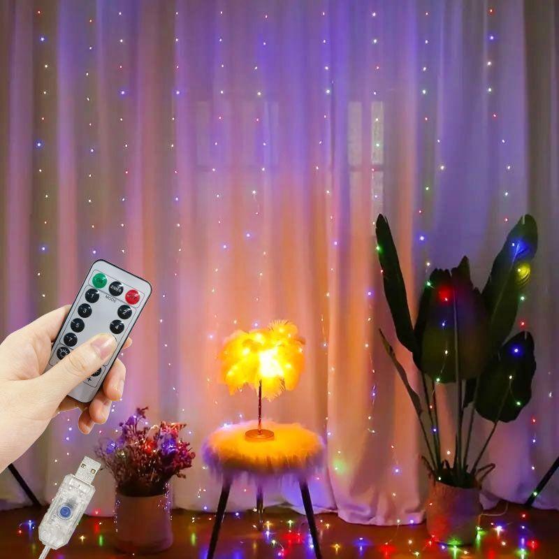 LED 346M USB Curtain Fairy Light String Christmas Decoration Garland Wedding Party Holiday Halloween Xmas Home Bedroom Light