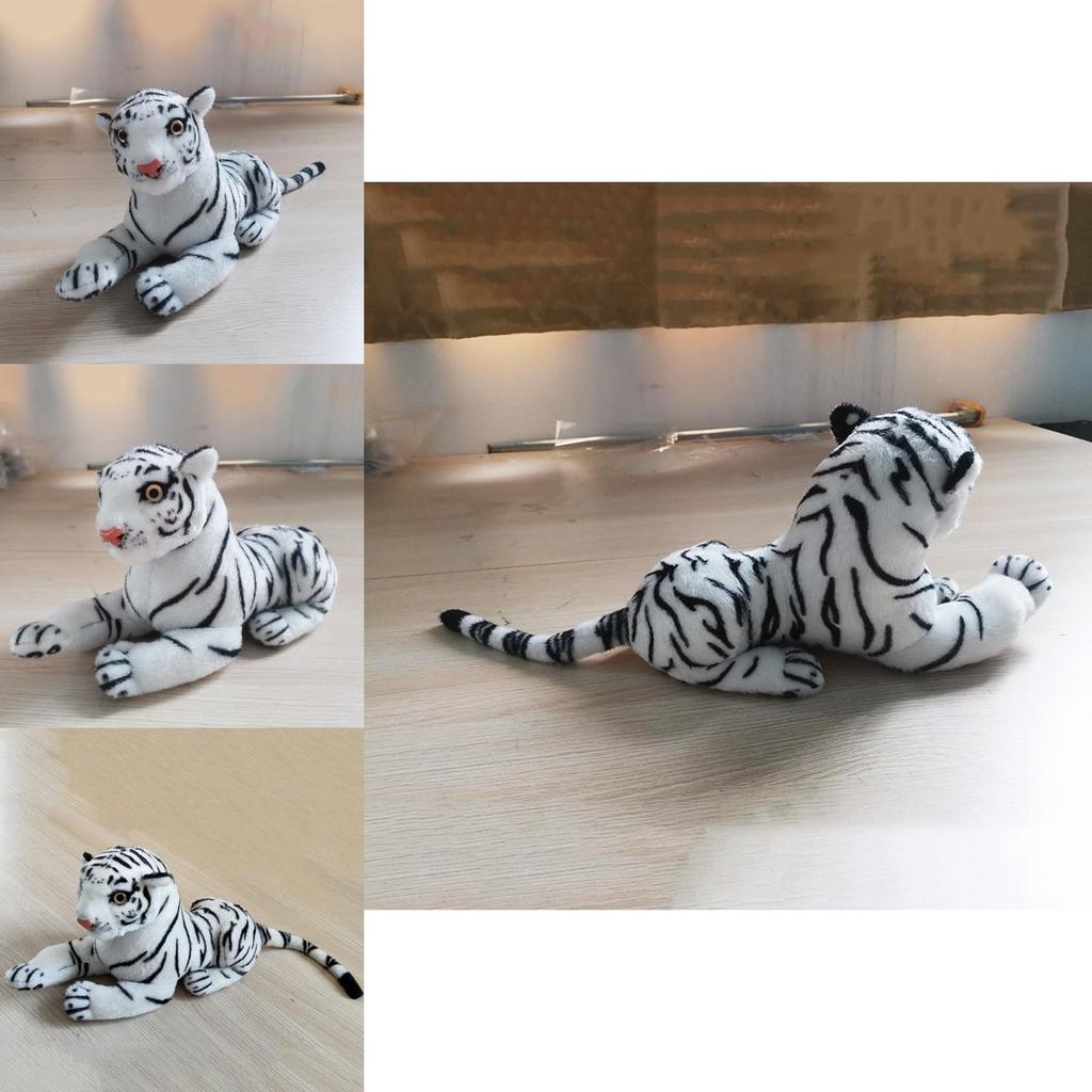 Large Realistic White Tiger Plush Animal 30cm Hairy Stuffed Toy Perfect For Kids