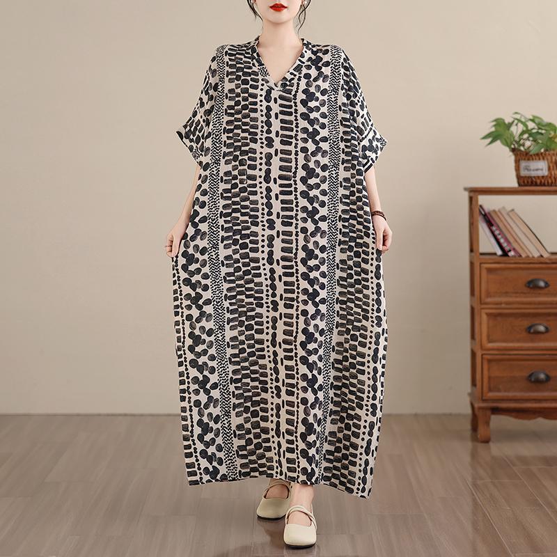 DIMANAF New 2026 Women Plus Size Spring Summer Beach Vintage Long Dress Loose Oversize Maxi Floral Print Black
