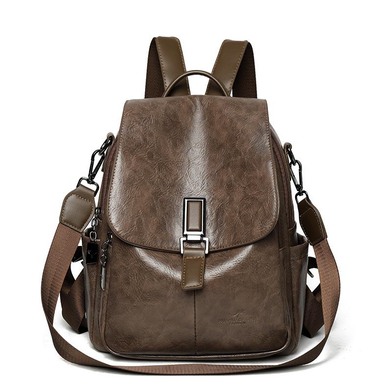 Винтажный женский рюкзак из ПУ, рюкзак большой вместимости, многофункциональная сумка через плечо хаки